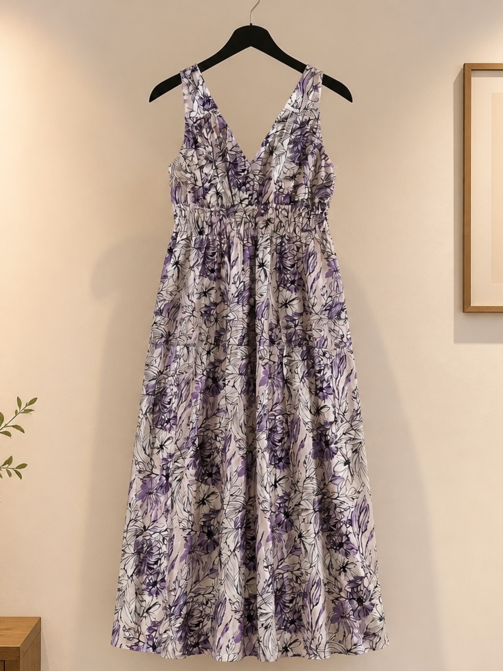 Express Lavender Floral V-Neck Maxi Dress